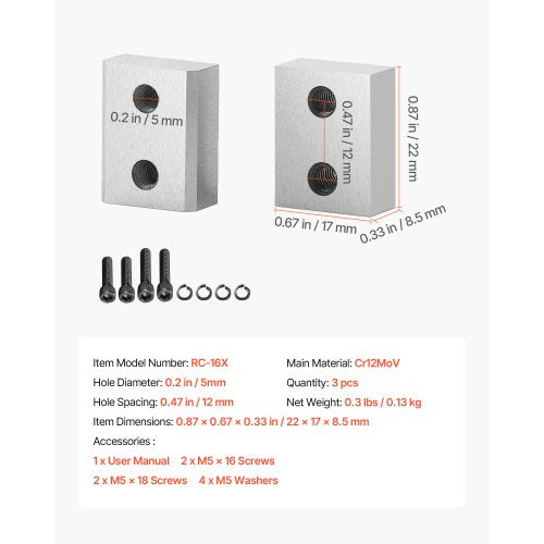 Armeringsskärblad, 6 st. ersättningsklingor för 5/8-tums 16 mm #5 elektrisk armeringsskärare, dubbelsidig, CR12MOV höghårdhetsstål, snabb och effektiv med skruvar och fjäderbricka, silver | EU