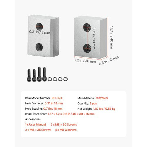Armeringsskärblad, 6 st. reservkäftblad för 1-1/4 tum 32 mm #10 elektrisk armeringsskärare, dubbelsidig, CR12MOV höghårdhetsstål, snabb och effektiv med skruvar och fjäderbricka | EU
