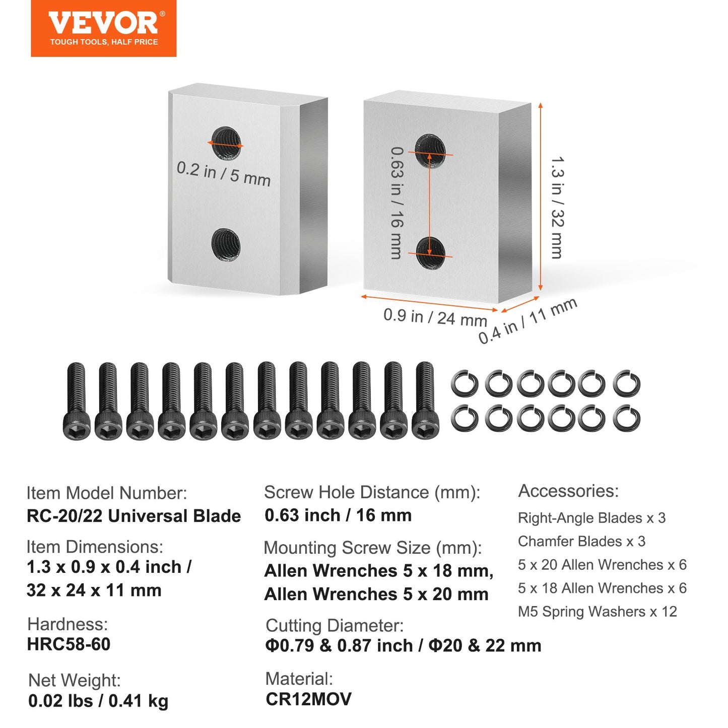 6 PCS 20/22mm Electric Rebar Cutter Blade Replacement Jaw Blades
