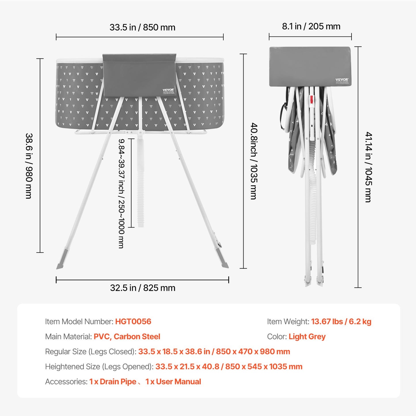 Portable Dog Bathtub, Elevated & Foldable Space-saving Pet Shower Station with Efficient Drainage, Bathing Tub for Washing & Grooming Small and Medium Size Dogs and Cats Indoor & Outdoor, Grey