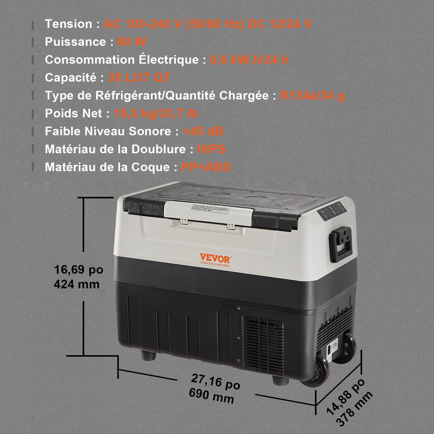 Car Refrigerator, 12 Volt Car Refrigerator Fridge, 37 QT/35 L Dual Zone Portable Freezer, -4℉-50℉ Adjustable Range, 12/24V DC and 100-240V AC Compressor Cooler for Outdoor, Camping, Travel, RV