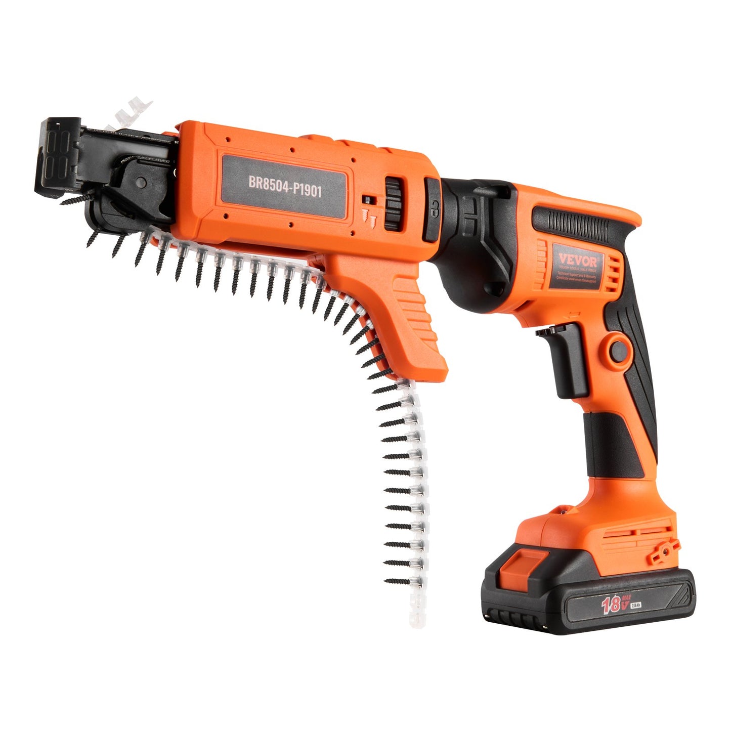 Trockenbauschrauber mit automatischer Zuführung, 20 V Max. Trockenbauschrauber mit Magazin, 4200 U/min bürstenloser Akku-Trockenbauschrauber-Satz mit 2 Akkupacks, Ladegerät, Gürtelclip, Werkzeugtasche, Schraubenlänge und -tiefe einstellbar