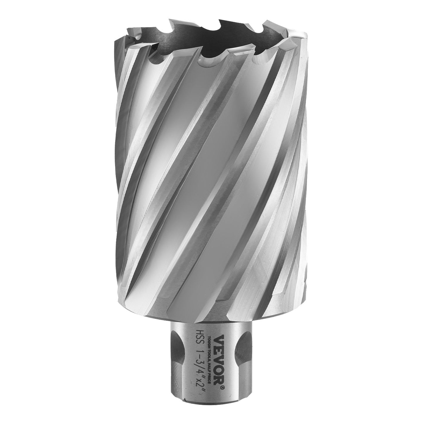 Ringformigt skärset, 6 st universalskaft Mag-borr, 2" skärdjup, 1" till 2" skärdiameter, M2AL höghastighetsstål, med 2 pilotstift och bärbart fodral, för användning med magnetiska borrar