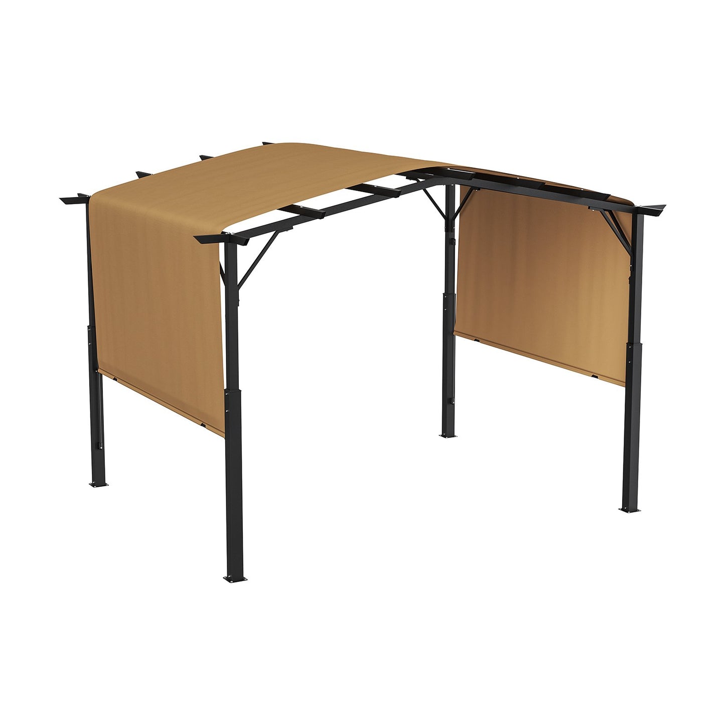 10x12 ft einziehbare Pergola für den Außenbereich mit gewölbter Metallpergola
