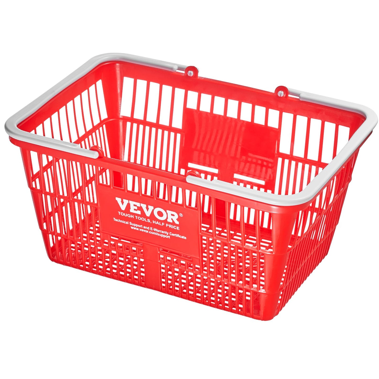 Shopping Cart Portable Food Basket 20pcs 21L with Handle and Stand Red
