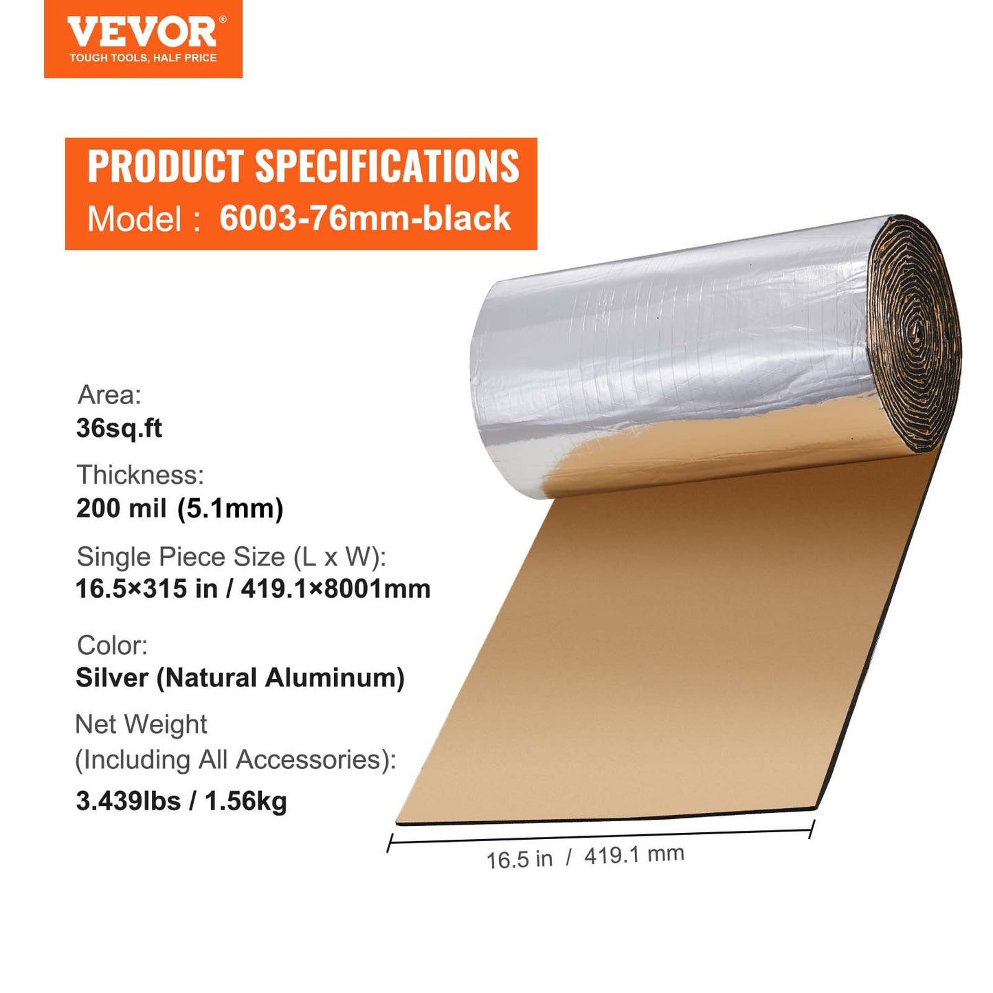 Car Sound Deadening Mat, 200 mil 36 sqft Automotive Sound Deadener, High Density Foam Sound Deadener Material & Heat Barrier, Double Layer Waterproof Structure Acoustic Insulation Mat