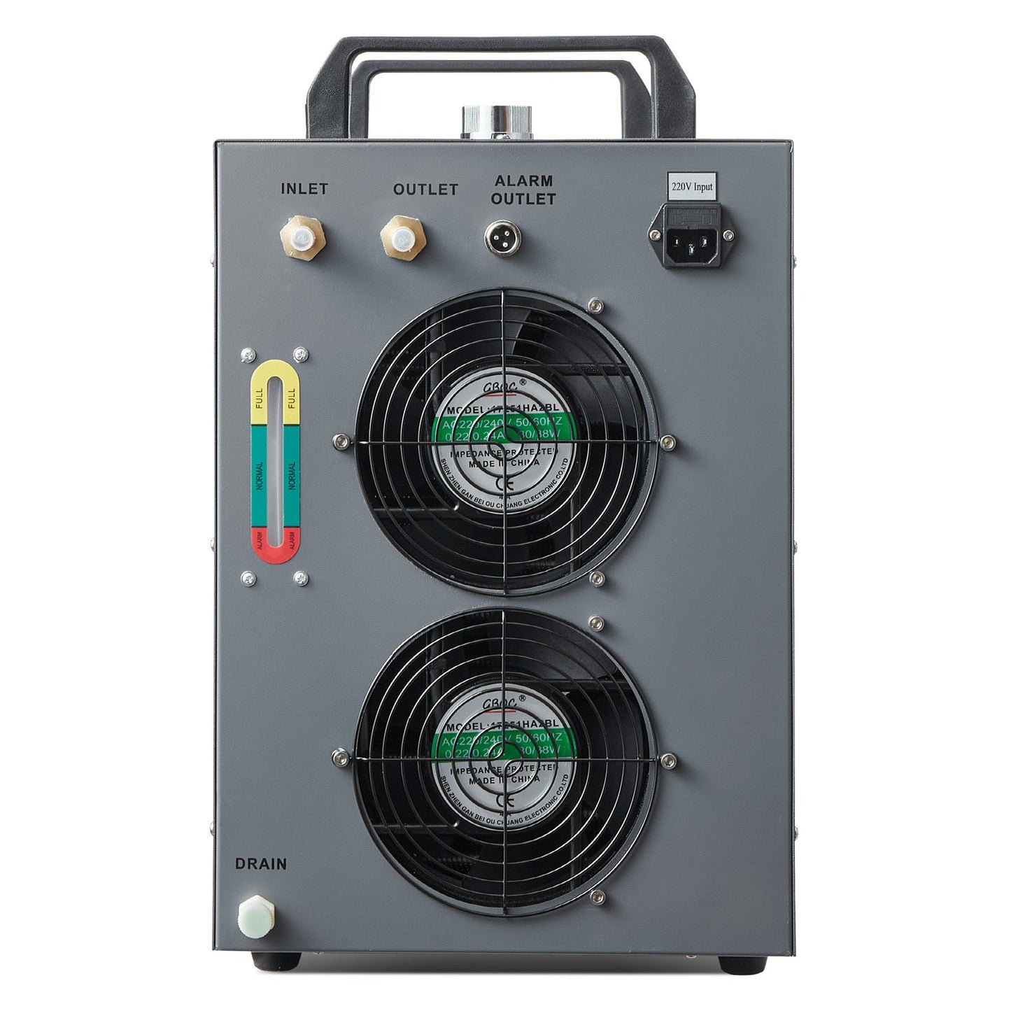 Industrial Water Chiller CW-5200 Water Chiller Kylsystem med inbyggd kompressor med 7L vattentankkapacitet, 13L/min Max flödeshastighet, för CO2-lasergraveringsmaskin kylmaskin