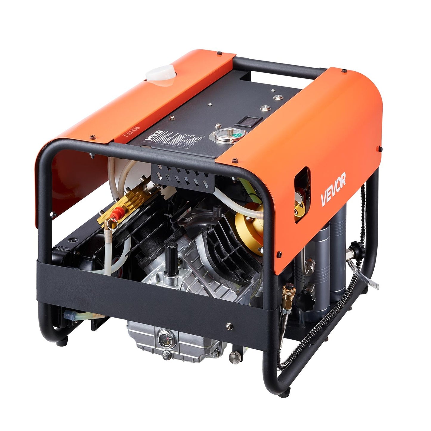 PCP Air Compressor, 4500PSI/30Mpa Diving Scuba Tank Air Compressor, Double Cylinder Auto-Stop PCP Diving Compressor with Built-in Water & Fan Cooling System for Paintball, Air Rifle, Scuba Tanks