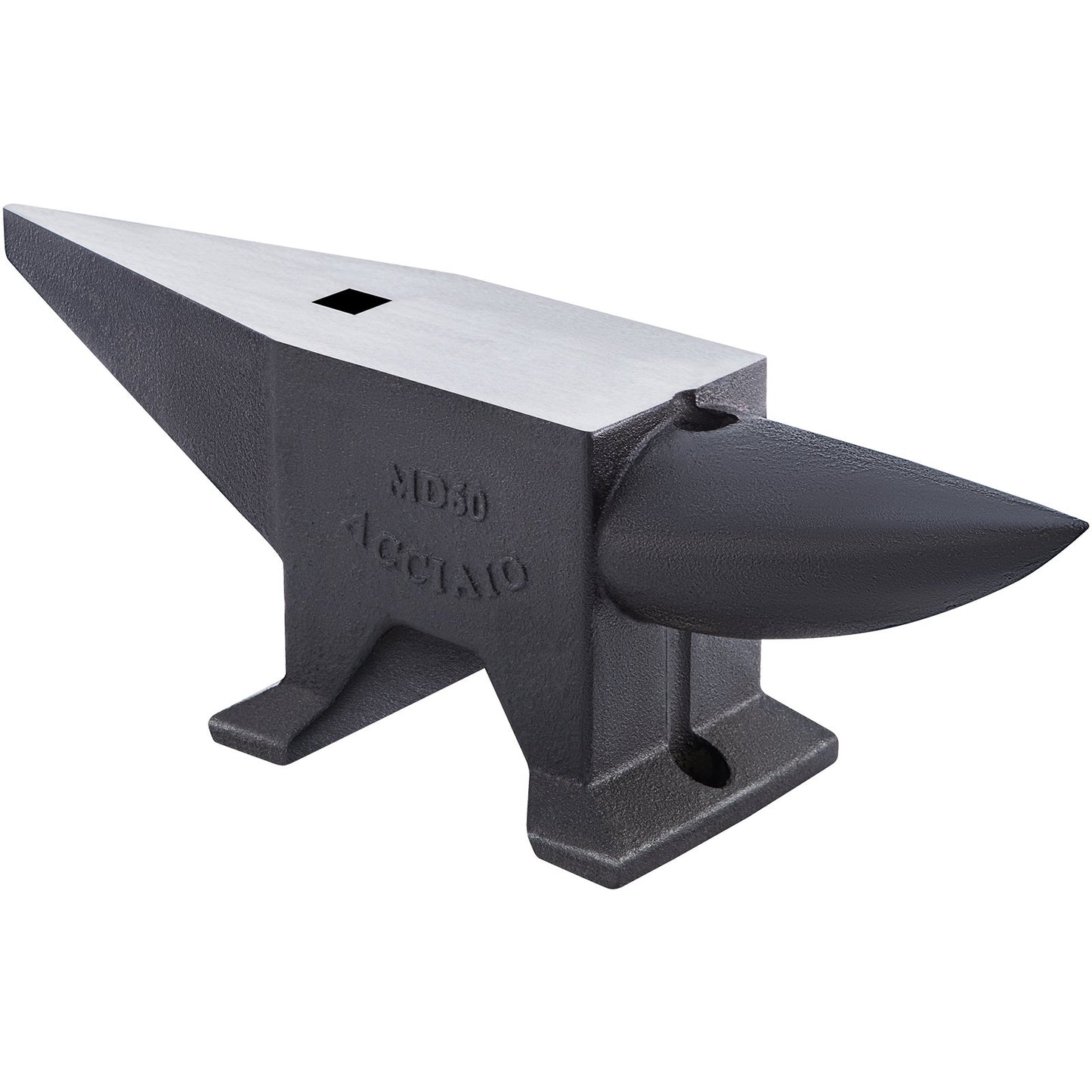 Cast Iron Anvil, 132 Pound (60 kg) Single Horn Anvil with Large Countertop and Stable Base, Sturdy High Hardness Anvil with Round Horns, Blacksmith, for Bending, Shaping