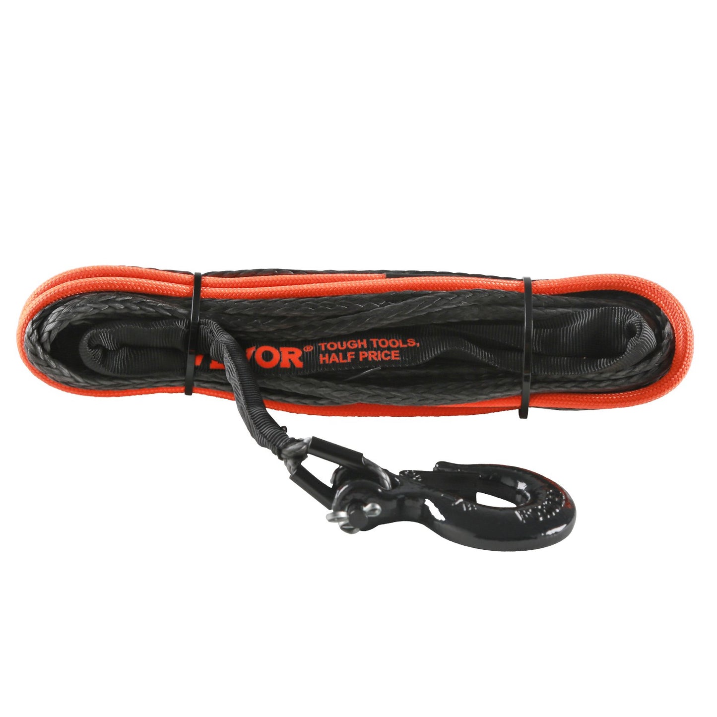 Synthetisches Windenseil, 3/16 Zoll x 50 Fuß, 8.350 lbs, synthetisches Windenseil mit Schutzhülle + Stopper + geschmiedeter Windenhaken + Abschleppgurt, universell passend für ATV, UTV, Fahrzeugabschleppen