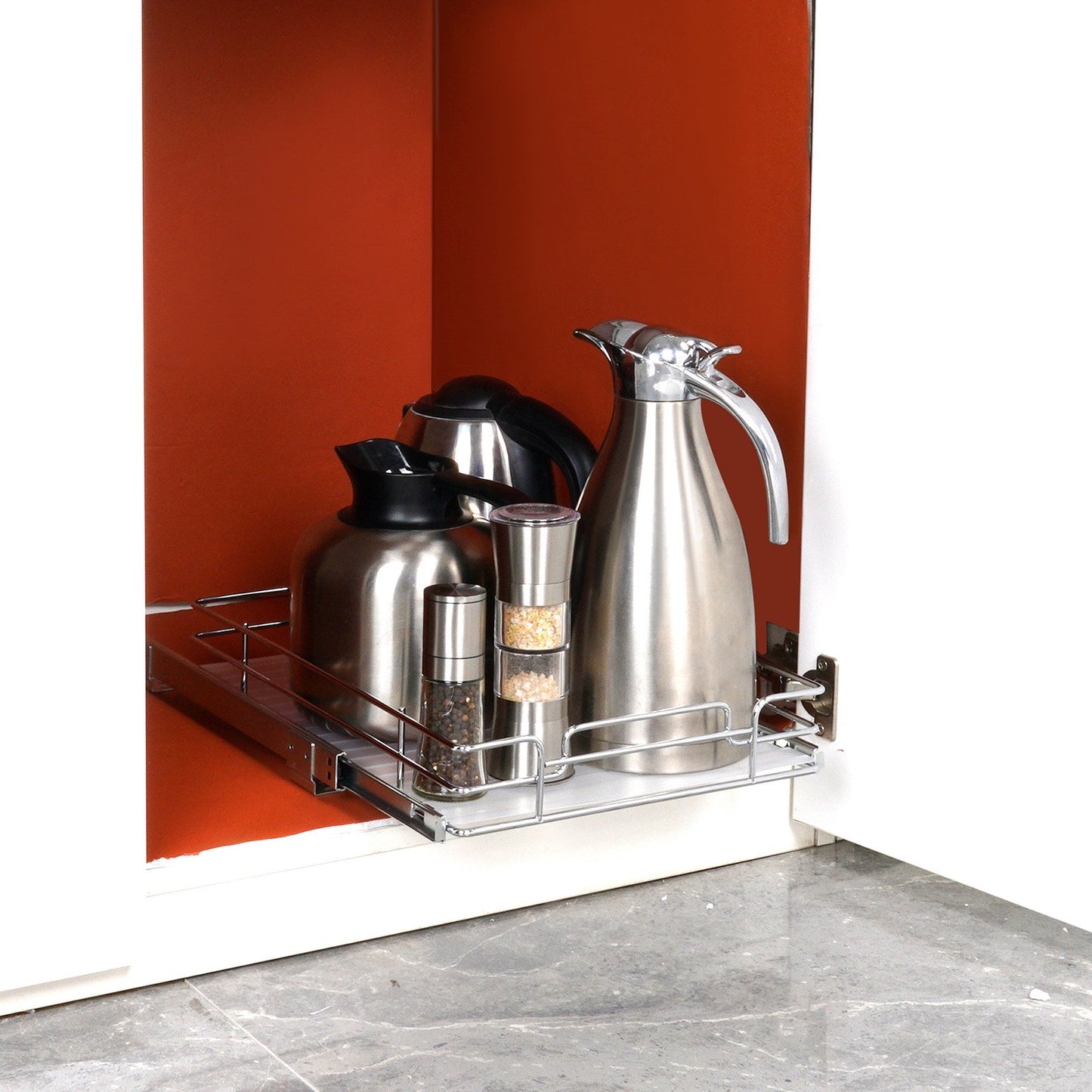 12.5"Wx21"Dx3.5"H Pull Out Cabinet Organizer, Heavy Duty Slide Out Pantry Shelves, Steel Roll Out Drawers, Sliding Drawer Storage for Home Under Sink, 14"Wx22"Dx7"H Install Size for Cabinet