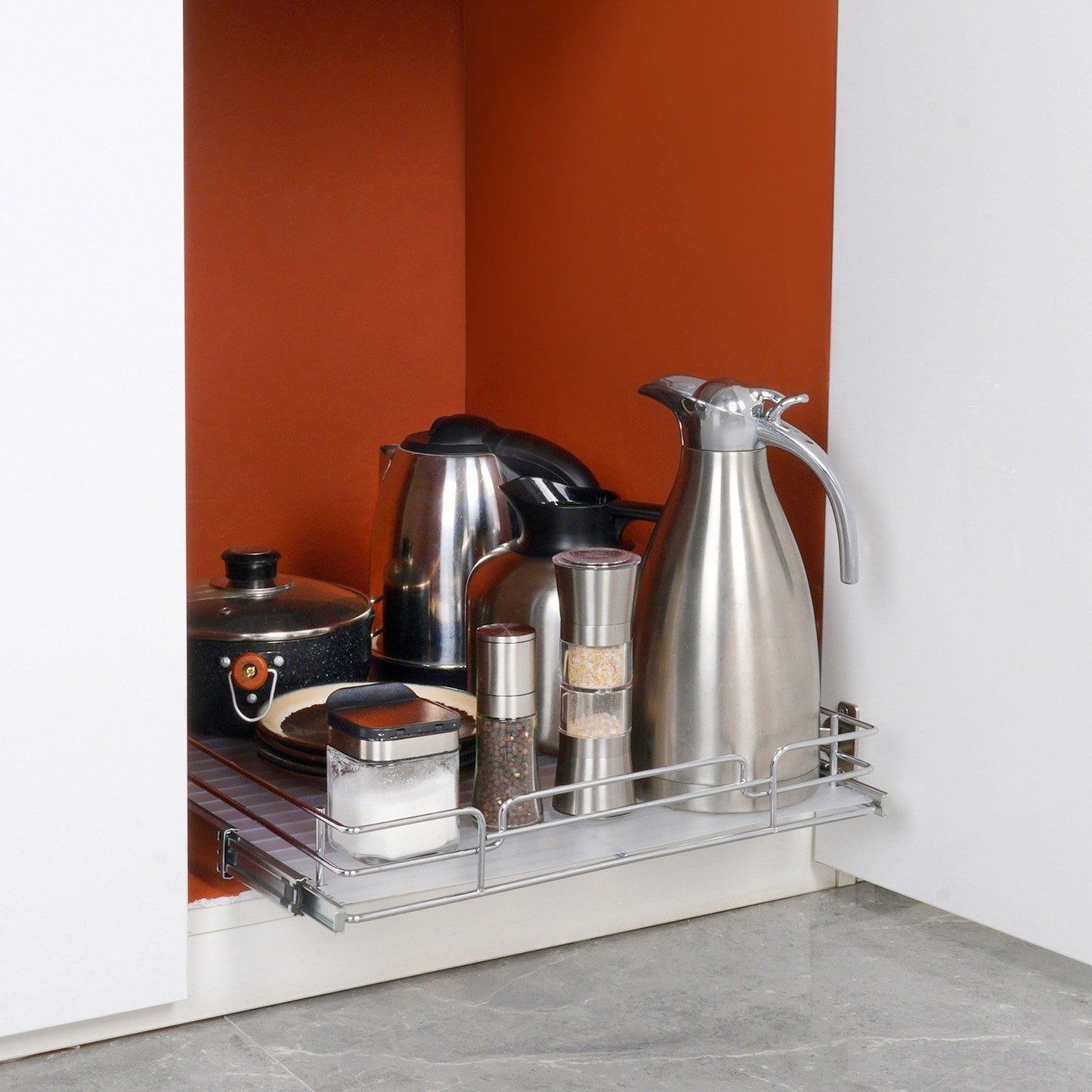 18.5"Wx21"Dx3.5"H Pull Out Cabinet Organizer, Heavy Duty Slide Out Pantry Shelves, Steel Roll Out Drawers, Sliding Drawer Storage for Home Under Sink, 20"Wx22"Dx7"H Install Size for Cabinet