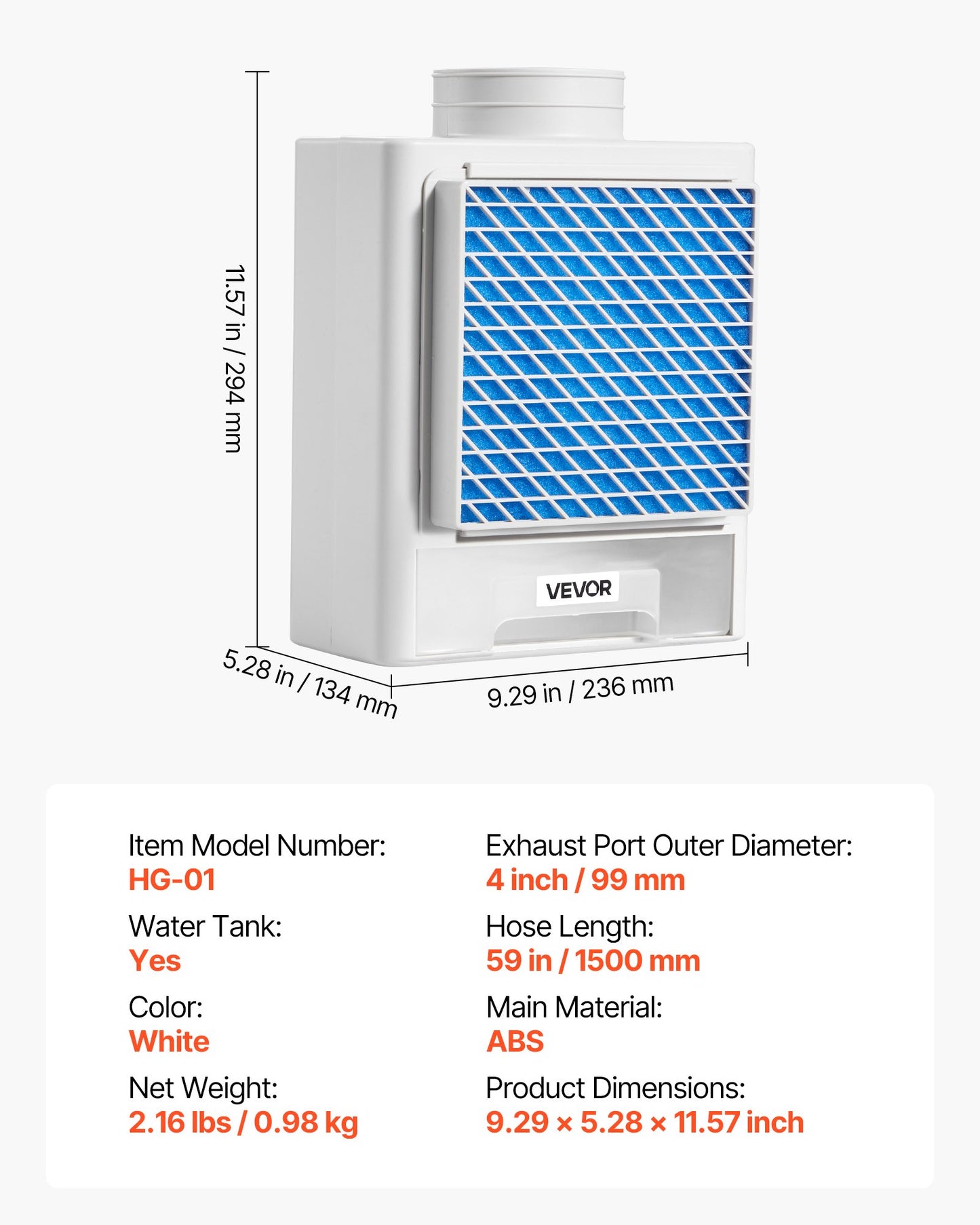 3-in-1 Indoor Dryer Vent Kit,Premium ABS Material with Water Drawer Fits 4 inch Exhaust Port, Smart Overheating Reminder Exhaust Hood & with 4 Purification Pads,For Electric Clothes Dryers