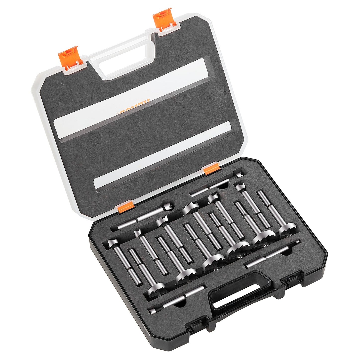 Forstnerbohrer-Set, 16-teiliges Forstnerbohrer-Set, 1/4" bis 1-5/8", Kohlenstoffstahl, mit universellem Rundschaft, Forstnerbohrer für Holz und Verbundplatten, Forstnerbohrer für die Holzbearbeitung