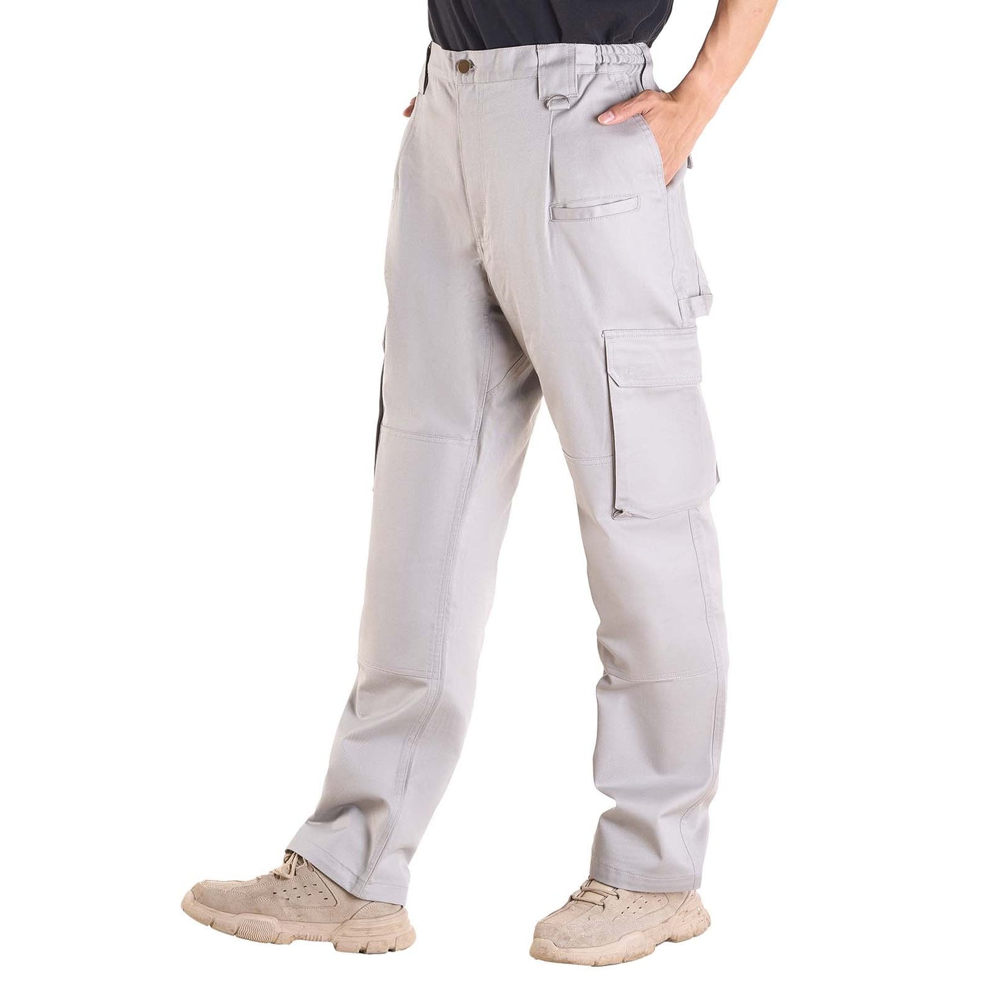 FR Pants for Men, 9 oz 100% Cotton, Flame-Resistant Cargo Pants with Multi-Pockets and Elastic Waist, Reinforced Tear-proof Stitching, Ideal for Welding Work and Casual Wear, XXL Size, Gray