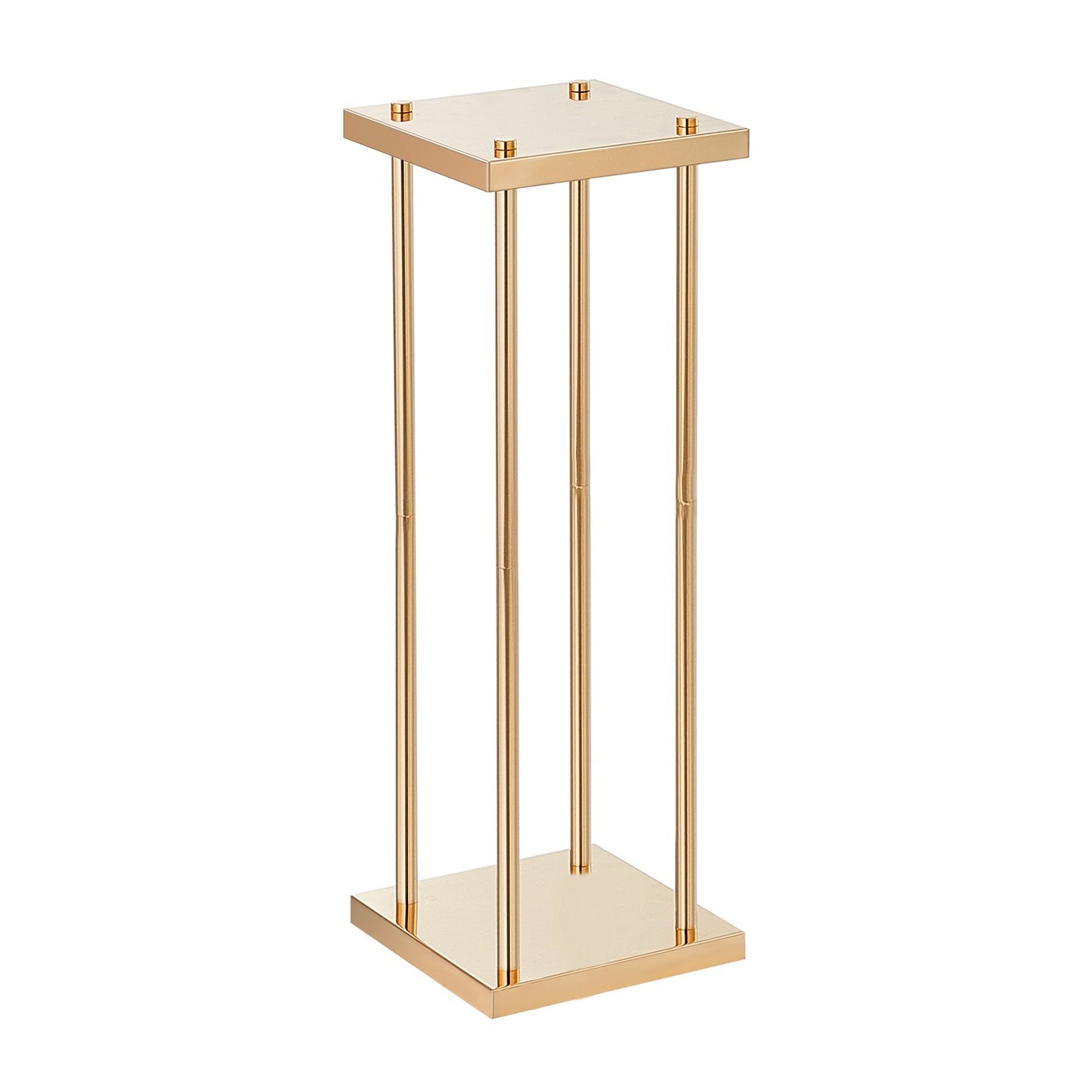 4PCS Gold Metal Column Wedding Flower Stand, 31.5 inches/80 cm tall with metal laminate, sharp geometric centerpiece stand, cylindrical floral display stand for event reception, party guides