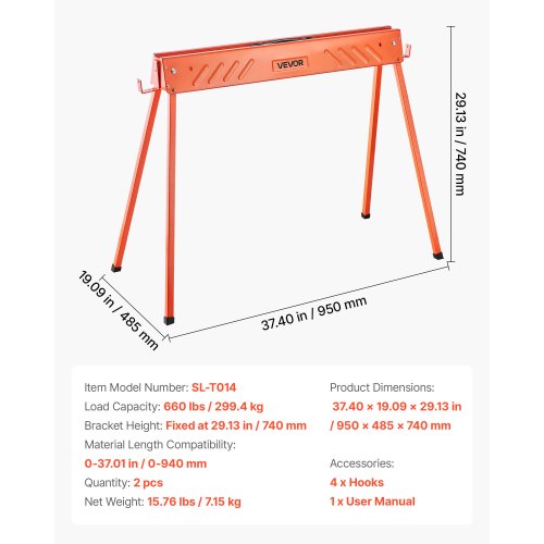 Sägeböcke 2er-Pack Werkbank Heavy Duty 310 kg Kapazität für Holzbearbeitung | EU