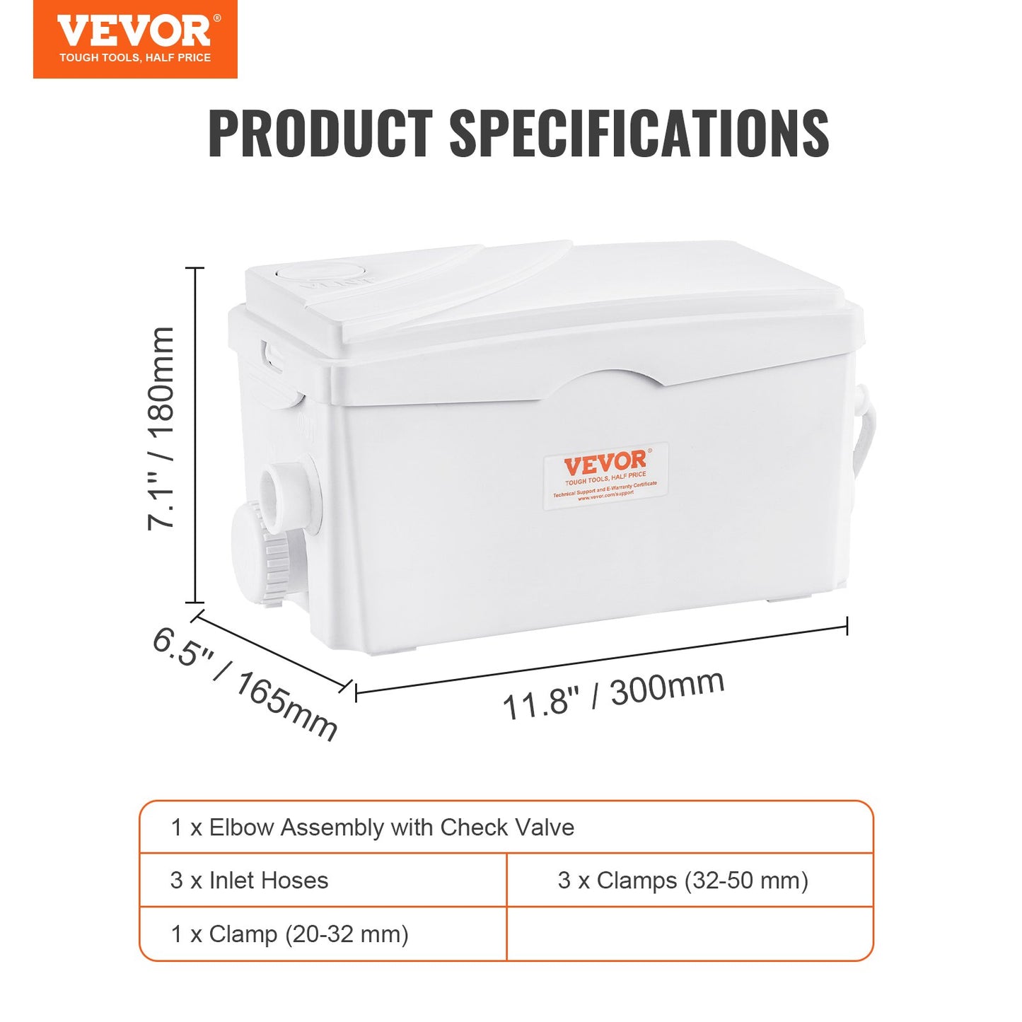 Macerator Pump, 350W, 6000 L/h Flow, 23 ft/7 m Head, Macerator Sewerage Sump Pump with 3 Water Inlets for Basement, Kitchen, Sink, Shower, Bathtub, Laundry Waste Water Disposal Upflush Machine