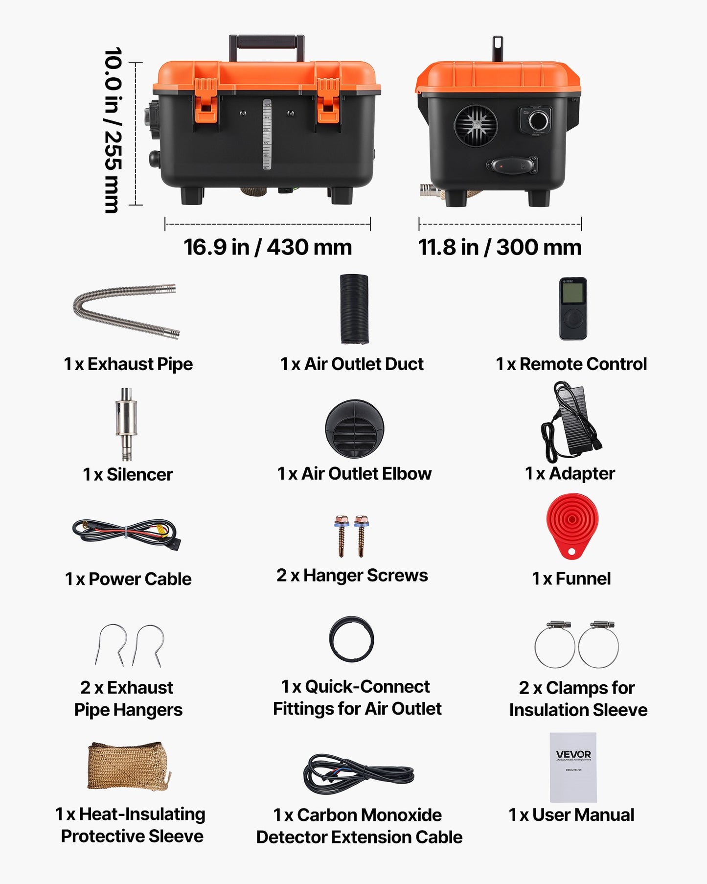 Diesel Heater, 8KW, DC 12V/24V, All in One Portable Diesel Air Heater with Remote Control and LCD Screen, Fast Heating Low Noise, 1.1 Gal Fuel Tank for Trucks, Vans, RVs, Campers, and Garages