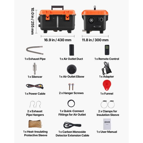 Dieselvärmare, 8KW, DC 12V/24V, Allt-i-ett Bärbar Dieselluftvärmare med Fjärrkontroll och LCD-skärm, Snabb Uppvärmning Låg Tystnad, 4 L Bränsletank för Lastbilar, Skåpbilar, Husbilar, Campers och Garage | EU