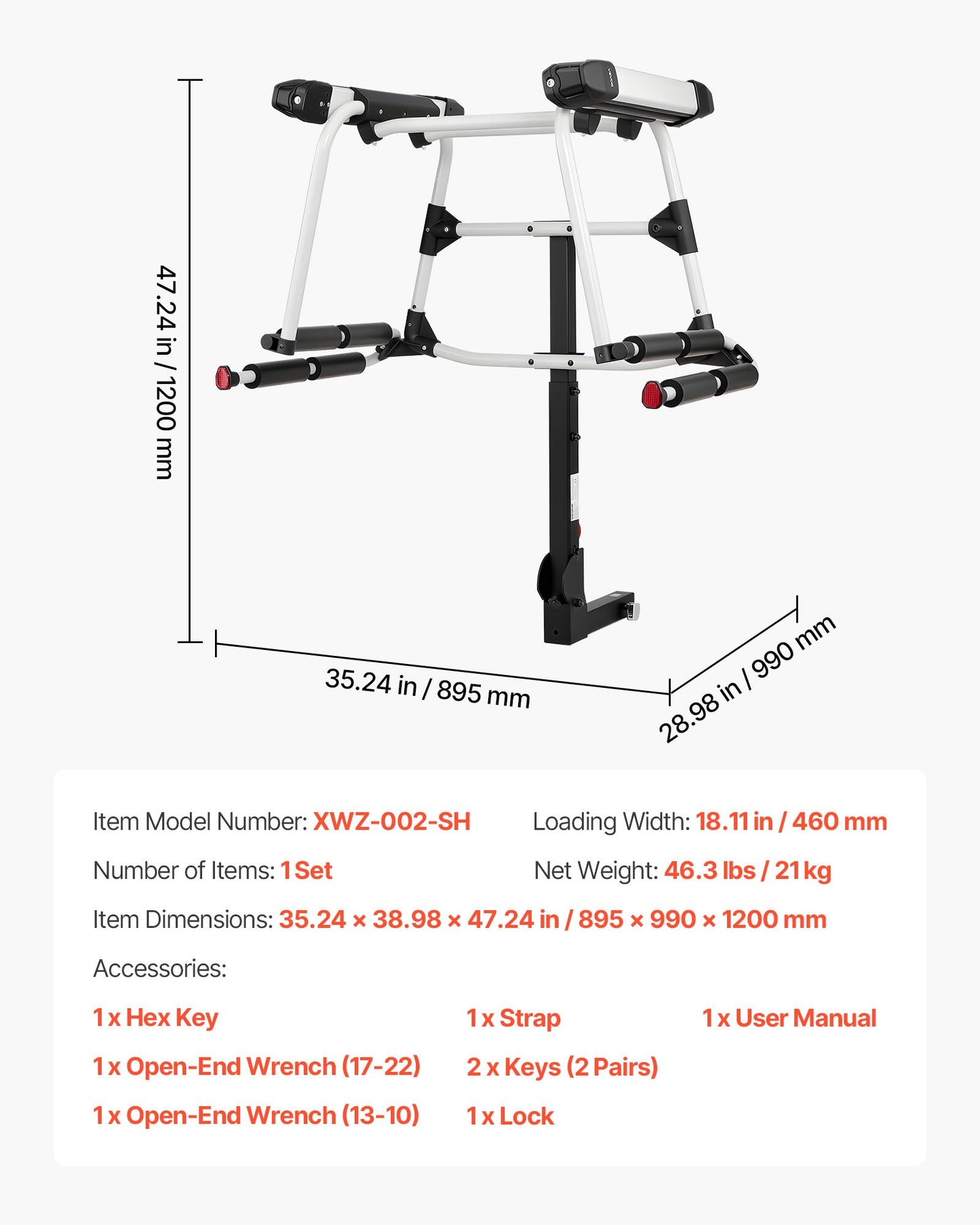 Hitch Mounted Ski & Snowboard Rack, Fits 2-Inch Receiver, Carries up to 6 Pairs of Skis or 4 Snowboards, Hitch-Mounted Rack for Car with Key Lock, Security Strap, Tilt Access, Rubber Padding