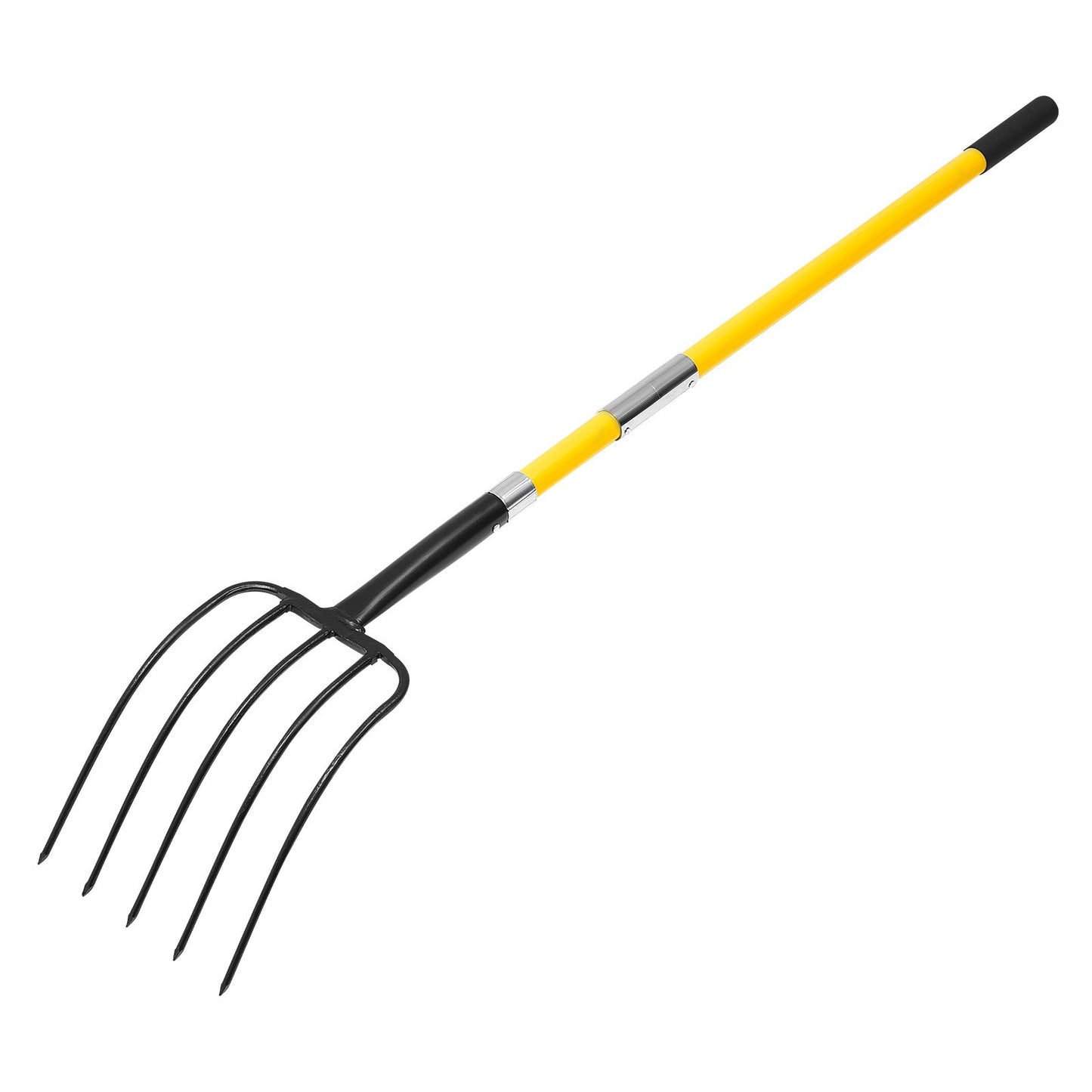 Garden Fork, 5-Tine Gardening Pitchfork with Fiberglass Handle, 57 in Heavy Duty Digging Fork with Y Grip, Forged Steel Spading Fork for Hay Potato Composting Transplanting Aeration