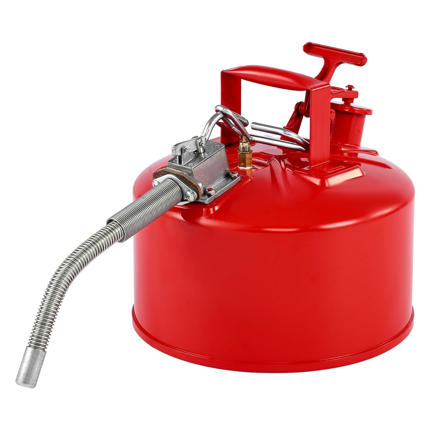 Safety Gas Can, 2.5 Gallon Type II Red Safety Can for Gasoline with Stainless Steel Flame Arrester, Self-Closing Lid & Flexible Metal Spout, Carbon Steel Flammable Storage with Ergonomic Handle