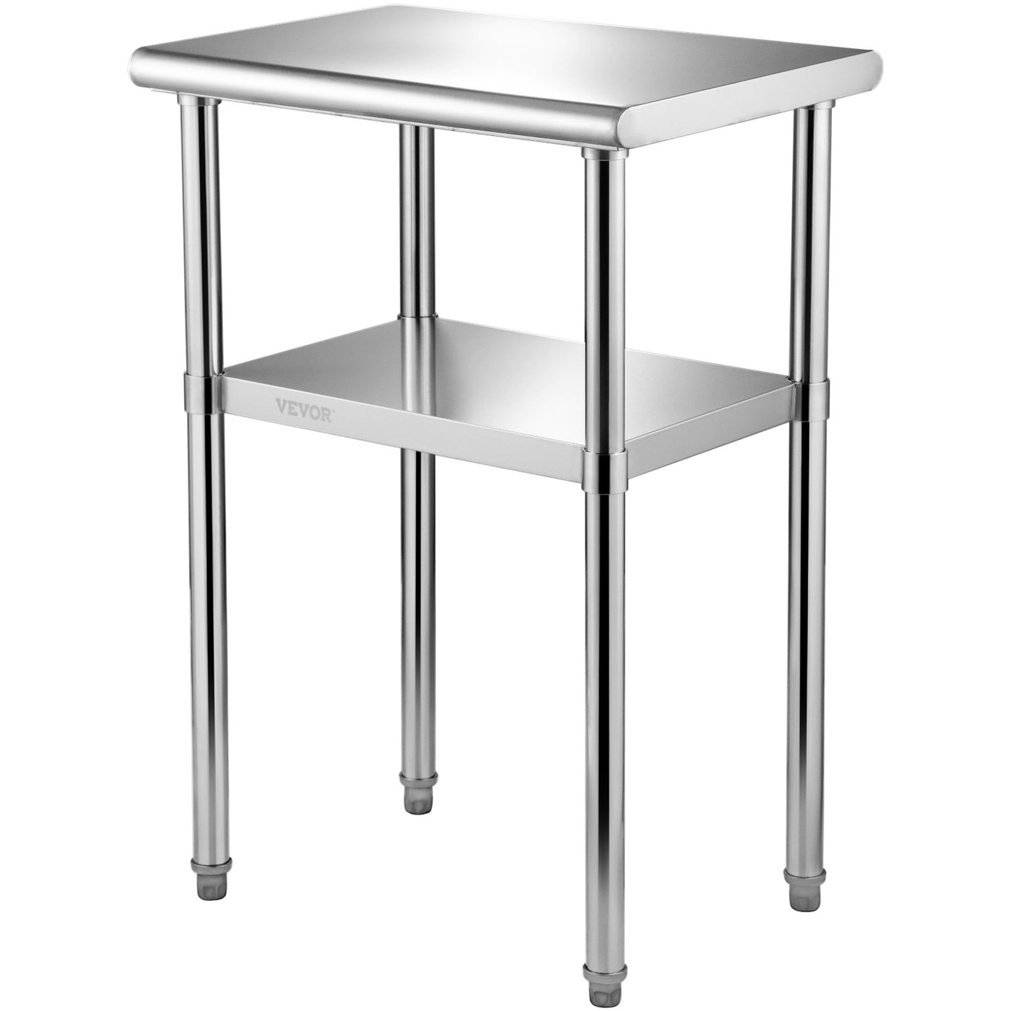 Stainless Steel Prep Table, 24 x 18 x 36 Inch, 600 lbs Load Capacity Heavy Duty Metal Work Table with Adjustable Bottom Shelf and Feet, Commercial Workstation for Kitchen Restaurant Garage Backyard