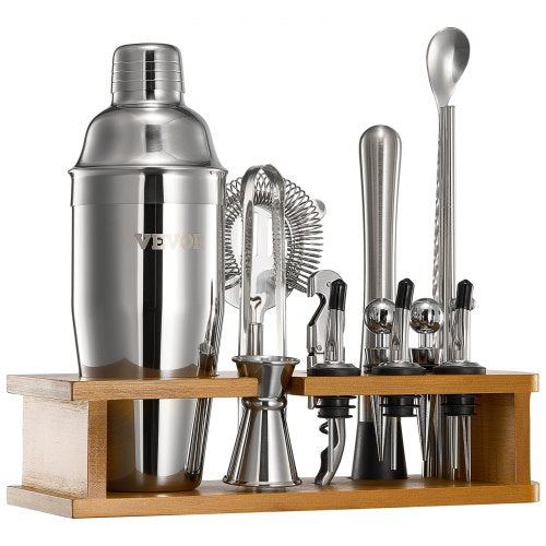 Cocktail Shaker Set 18 Pieces Bartender Kit Stainless Steel Bar Tools Silver | EU