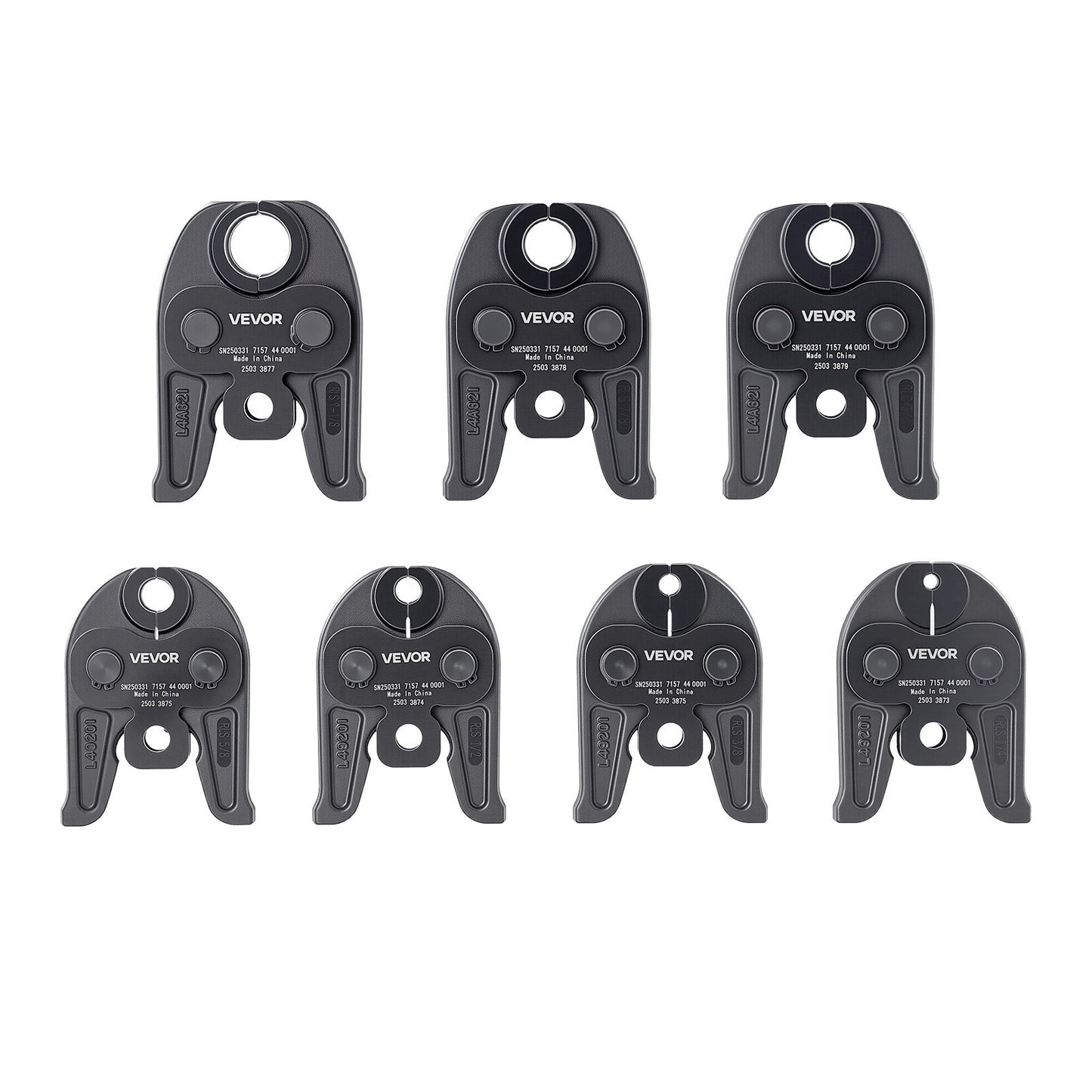 7PCS Pressing Jaws 1/4" to 1-1/8" for RLS Copper Pipes, Compatible with Standard Press Tools, Suitable for High Pressure HVAC/R Applications - with Case