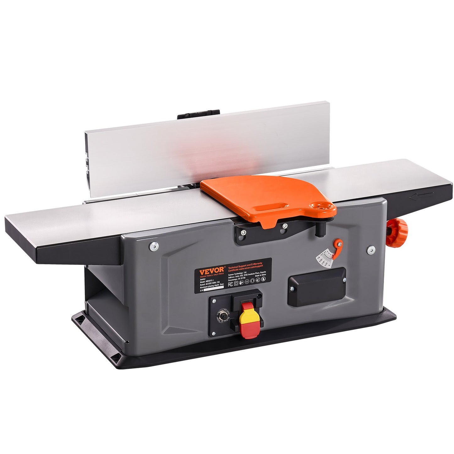 Spiral Benchtop Jointer, 6 in, 1.5HP 10000 RPM Bench Top Wood Jointer, with 14-Blade Spiral Cutterhead 0-1/8'' Adjustable Depth 6.1x27.6'' Table, Portable Woodworking Jointer for All Wood Types