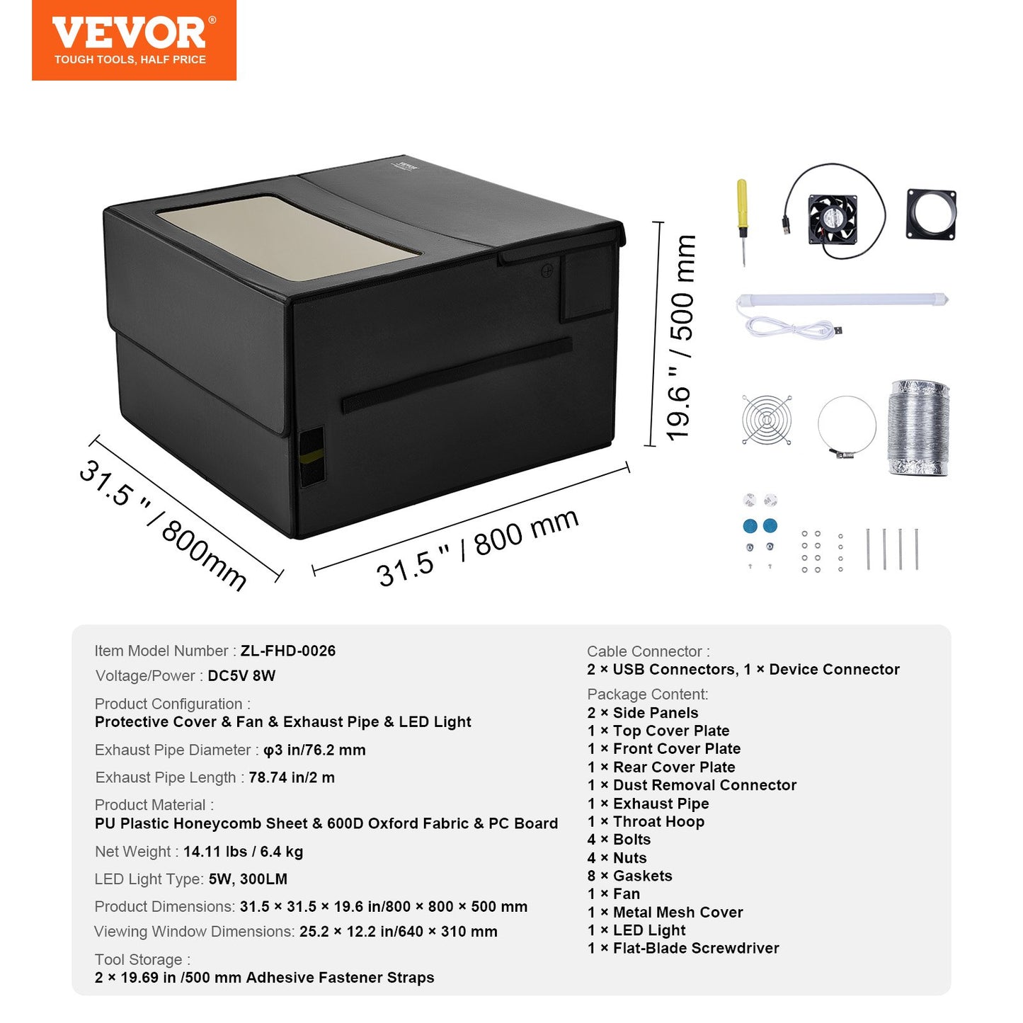 Laser Engraver Enclosure, 31.5 x 31.5 x 19.6", Flame Retardant and Fireproof Protective Cover, with Exhaust Fan and Pipe, Insulates Smoke, Noise and Eye Protection, Fits for Most Laser Engraver