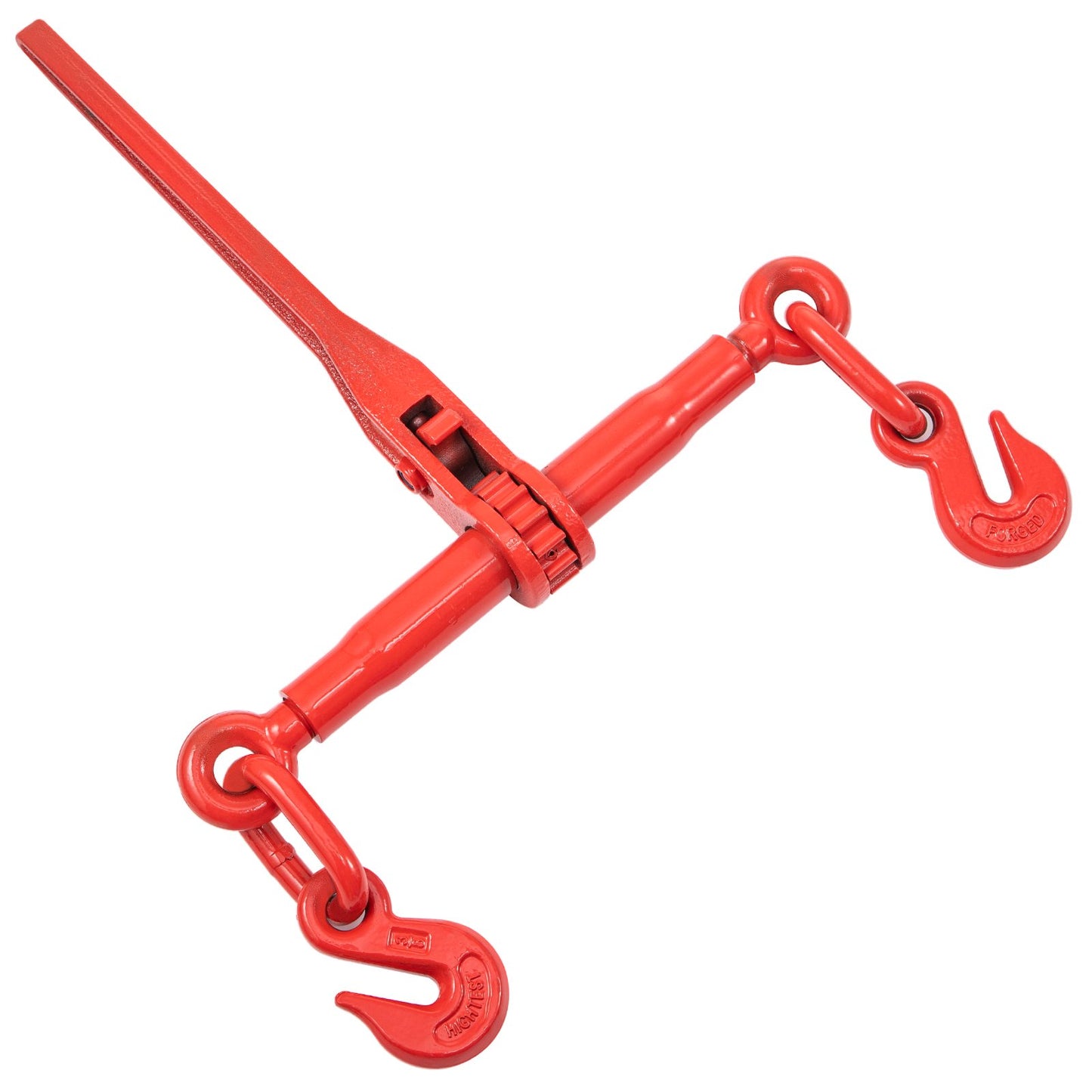 Chain Load Binder, 5/16\" Tie Down Kit with 6600LBS Working Load Capacity and Two Grapple Hooks, Includes (4) Ratchet Tie Downs - (4) 21\' Grade 80 Chains, Transport Load Pack for Pulling, Towing