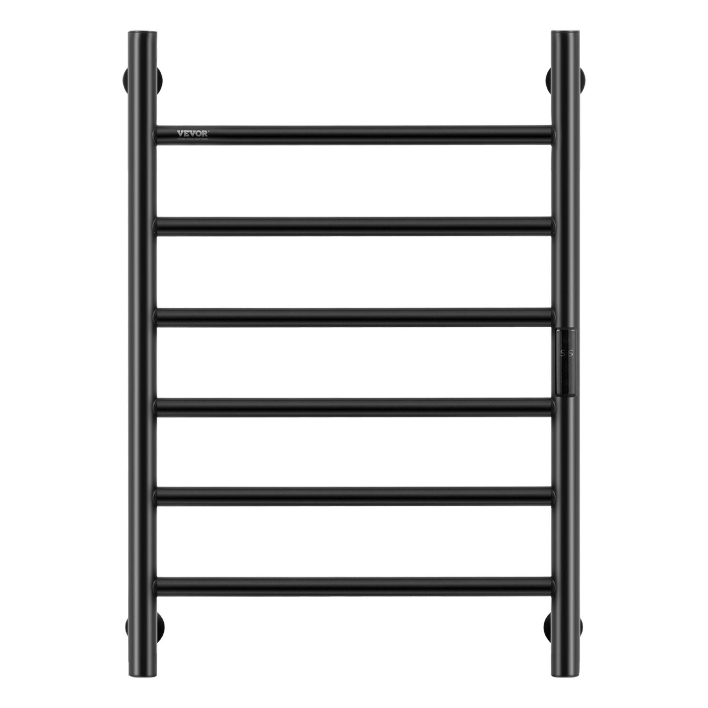 6 Bars Towel Warmer Rack, Wall Mounted Heated Towel Rack for Bathroom, IPX5 Waterpoof Towel Heater Rack with Timer & LED Display Screen, 5 Levels Adjustable Temperature Towel Heater, Black