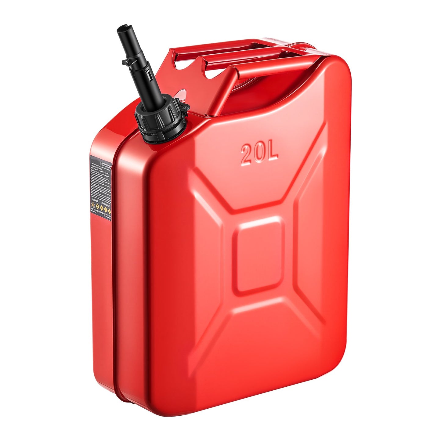 Metal Fuel Container, 5.3 Gallon, Fuel Jerry Can with Spout and Comfort Handle, 6 L/min Max Flow Rate, Leakproof & Corrosion-resistant Metal Gas Tank Most Cars Motorcycle ATV UTV, Red