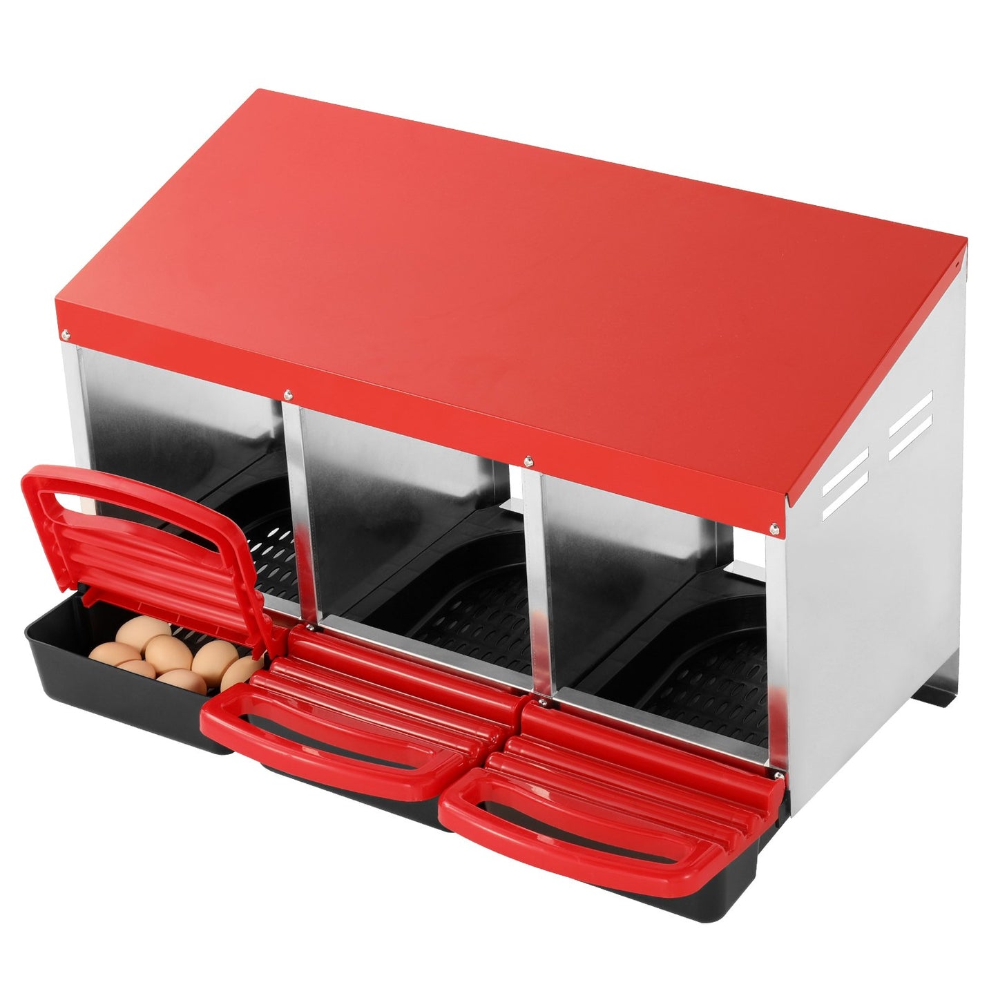 3-compartment chicken nest box metal box with tilting nest boxes