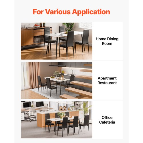 Moderna matsalstolar set om 4, klädda läderfåtöljer för matbord, platsbesparande köksbordsstol med tjocka kuddar och metallben, svart | EU