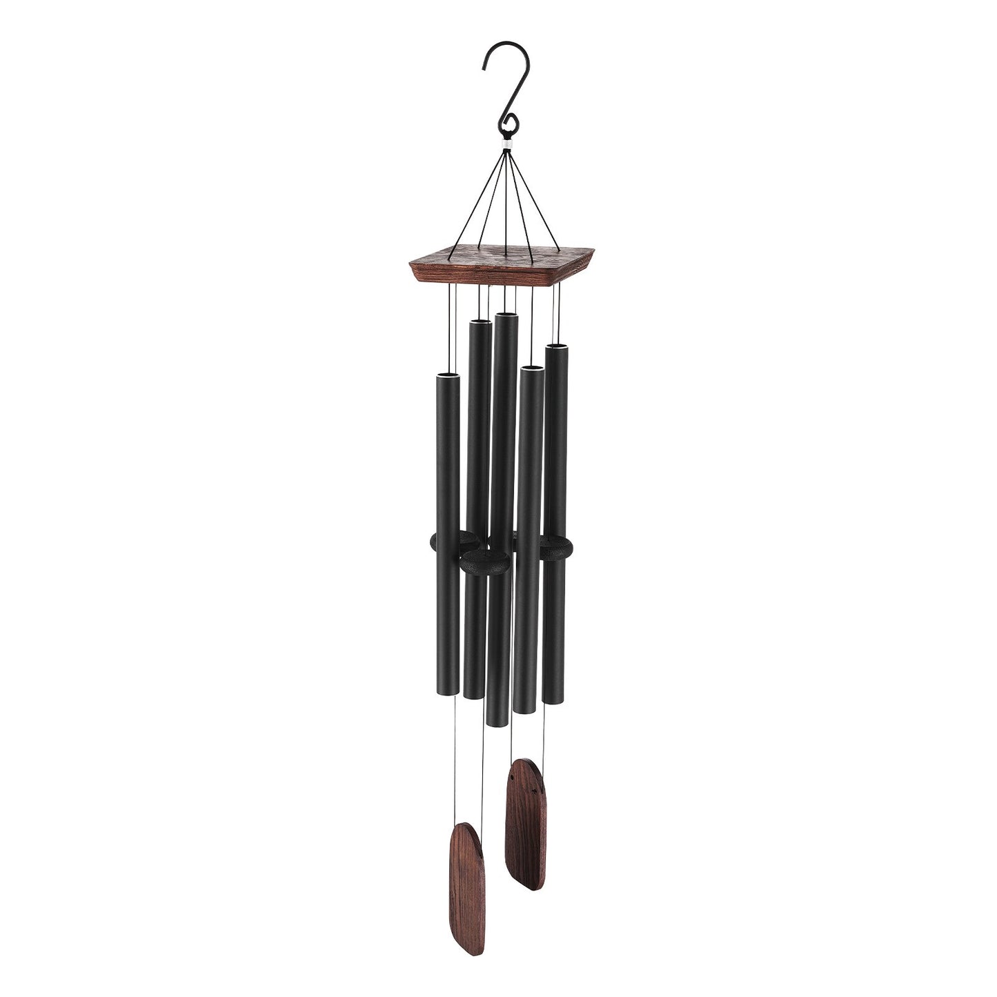 Wind Chimes for Outside, 48 in, Deep Tone Wind Chimes with 5 Tubes, Unique Large Memorial Wind Chimes for Anniversary, Amazing Outdoor Decor for Your Patio, Porch, Garden and Backyard, Black