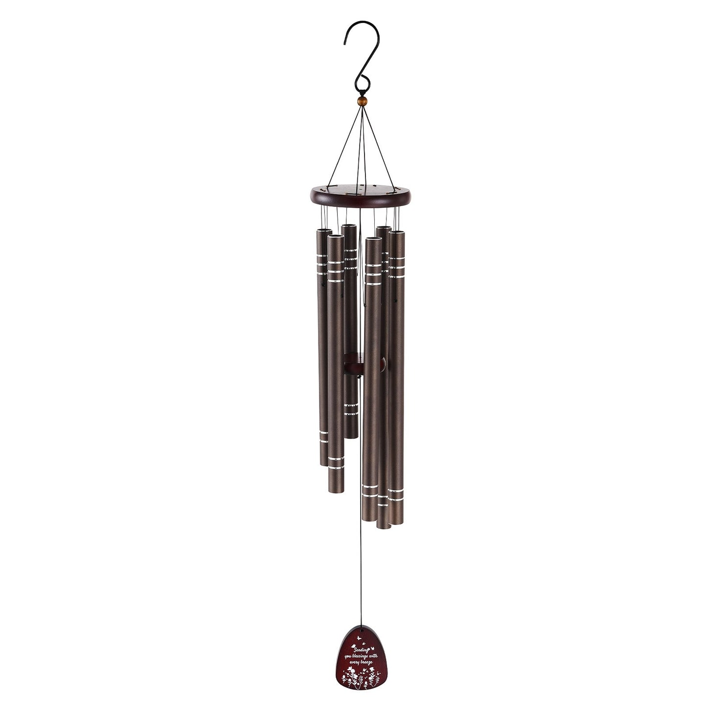 Wind Chimes for Outside, 42", Deep Tone Wind Chimes with 6 Tubes, Unique Large Memorial Wind Chimes for Anniversary, Amazing Outdoor Decor for Your Patio, Porch, Garden and Backyard, Dark Brown