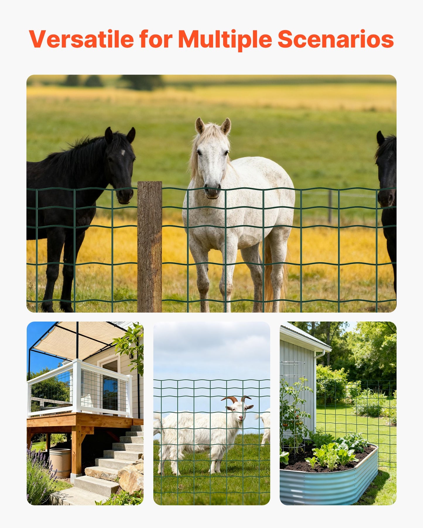Farm Fence, 39 x 787 in, 4 x 4 in Mesh 2.1mm Galvanized Steel Wire Fencing for Cattle, Hog & Sheep, Heavy Duty Vinyl Coated Livestock Fence for Animal Enclosures, Cage Wire, Garden Fences, Green