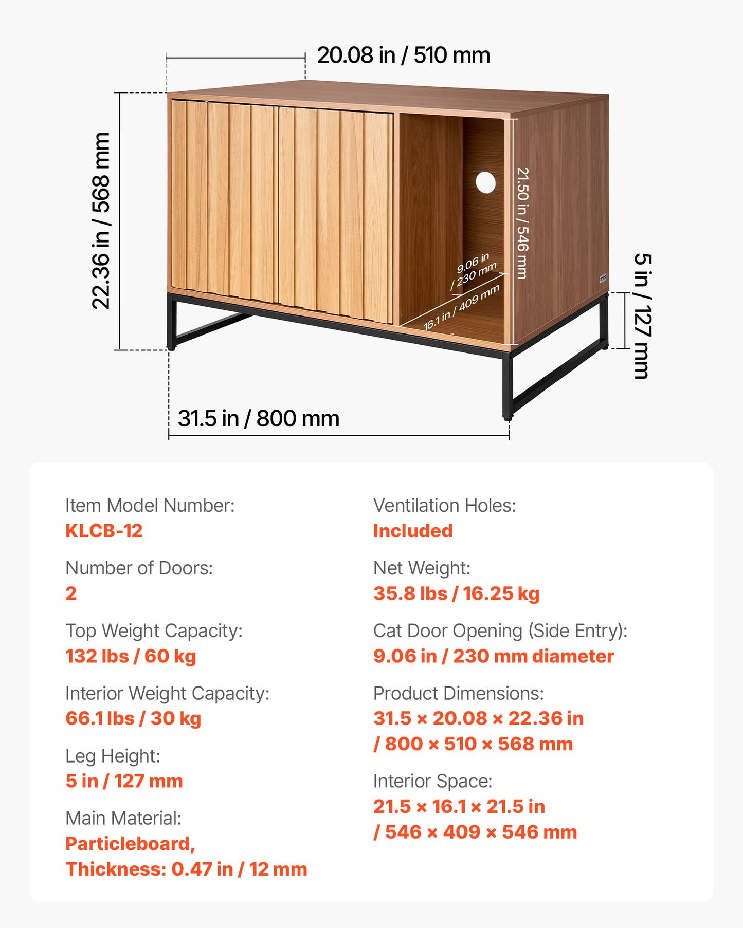 Cat Litter Box Enclosure Furniture, 31.5 in Hidden Litter Box Cabinet with Scratch Pad & Storage, Waterproof Cat Washroom End Table Cat House, Fit Most of Litterbox, for Bedroom Living Room