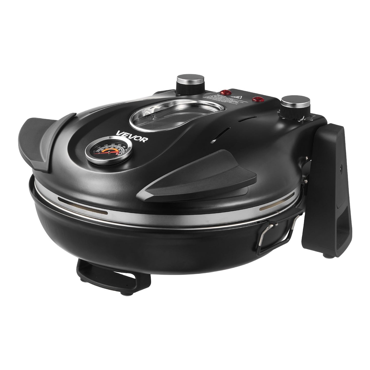 Pizza Oven, 12 in Electric Pizza Maker, 1200W Electric Pizzas Cooker with Cordierite Stone, 5-Mode Temperature Control, Viewing Window for Precise Cooking, Heats up to 788 ˚F, for Home (Black)