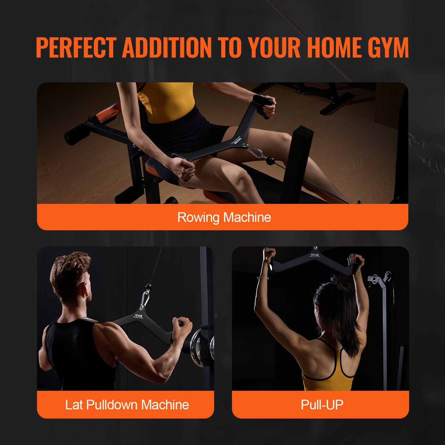 LAT Pulldown Attachments, Cable Machine Rowing T-bar V-bar 5 Set, Tricep Pull Down Bar, Back Strength Training Rubber Coated Handle Grip, Bicep Curl Tricep Lat Pulldown Bar for Home Gym Fitness