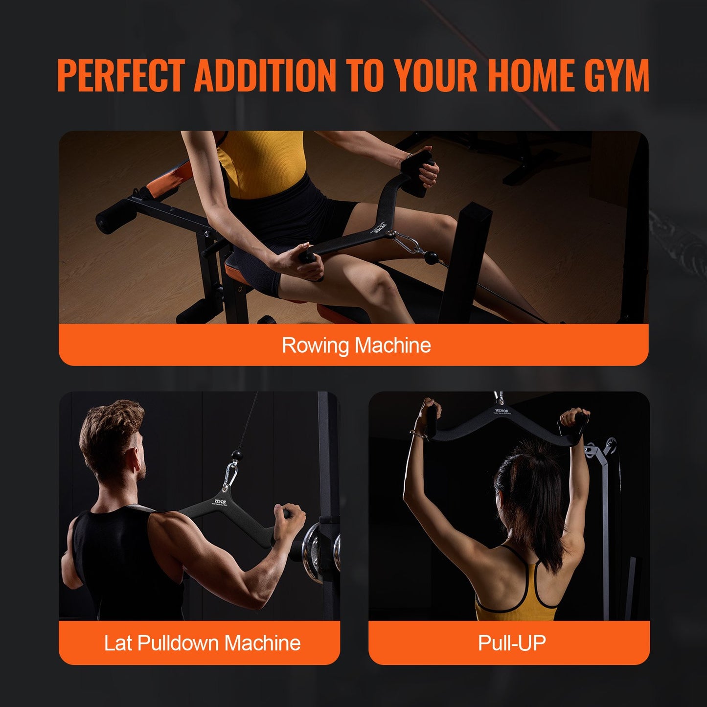 LAT Pulldown Attachment, Cable Machine Rowing V-bar Attachment, Tricep Pull Down Bar, Back Strength Training Rubber Coated Handle Grip, Bicep Curl Tricep Lat Pulldown Bar for Home Gym Fitness