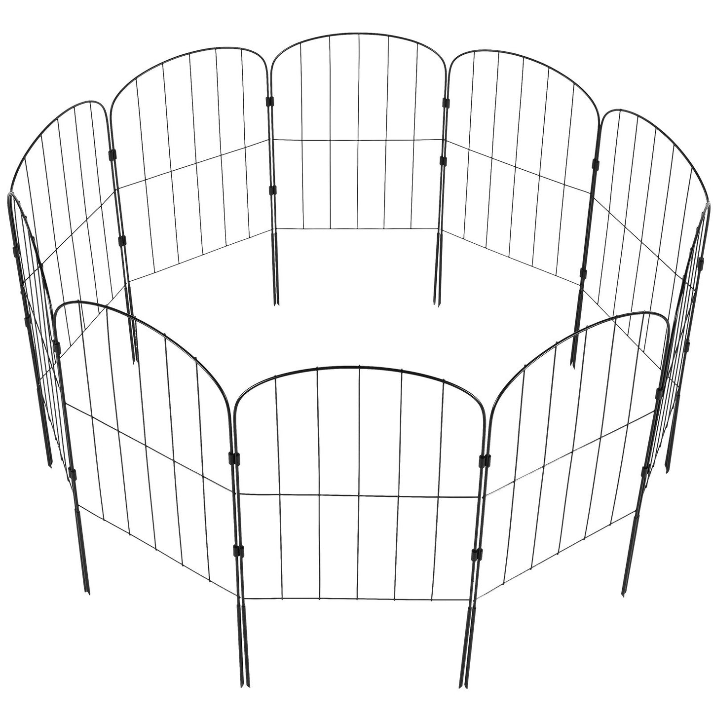 Garden Fence, No Dig Fence 24''(H)x13''(L) Animal Barrier Fence, Underground Decorative Garden Fence with 2 Inch Spike Spacing, Metal Fence for Yard and Patio, 10-Pack