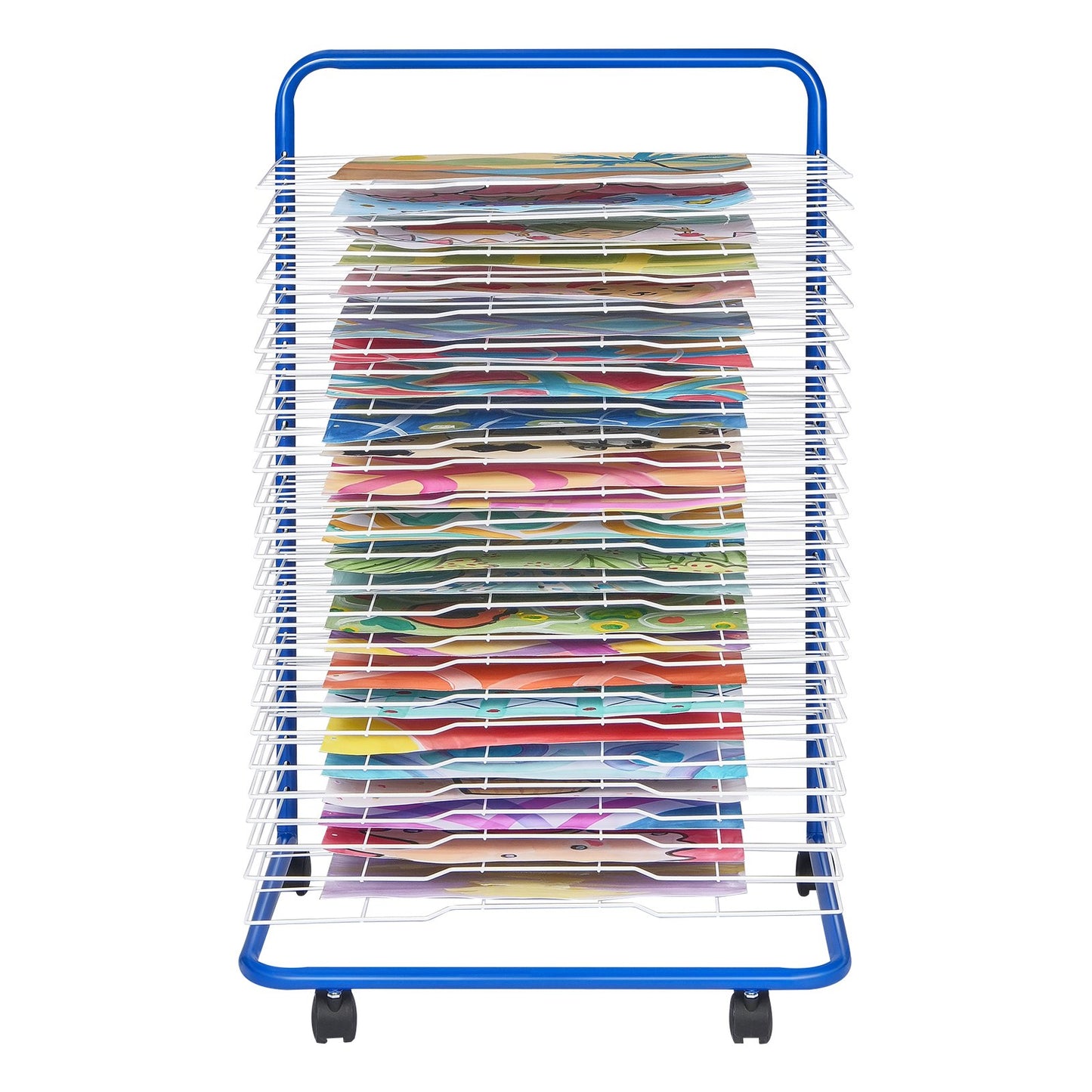 Art torkställ 25 avtagbara hyllor Färgtorkställ med 4 hjul Blå