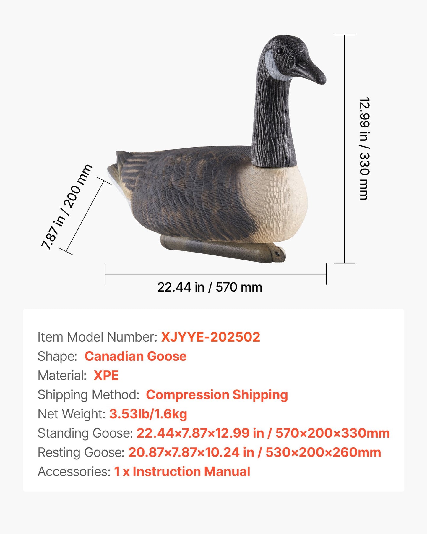 Canada Goose Decoys, Outdoors Goose Decoy for Waterfowl Hunting, Durable Plastic Floaters with Ultra Realistic Paint, for Pool, Pond, Lake, Garden Yard Decoration, Easy to Carry and Use, 6-Pack