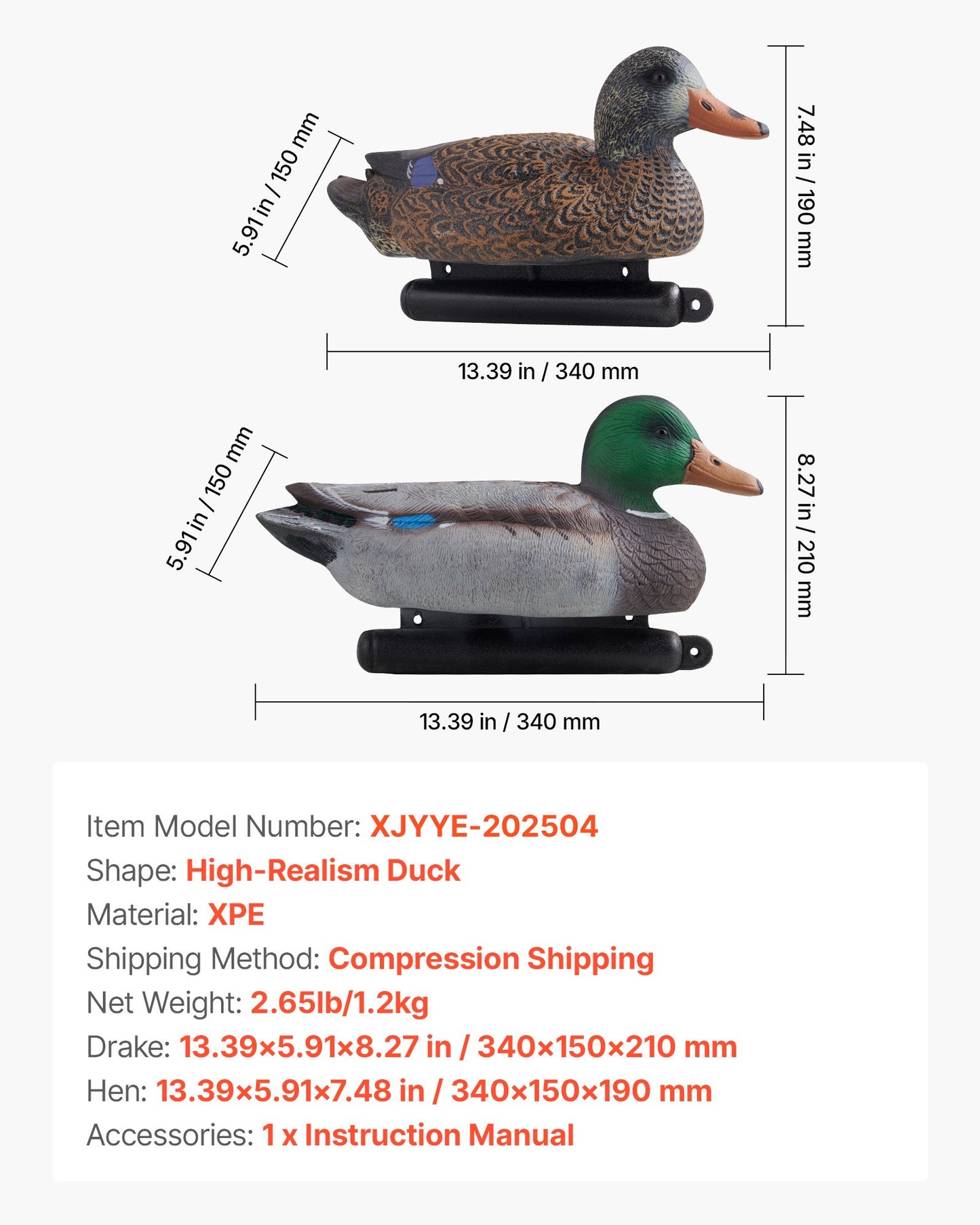Duck Decoys, Realistic Floating Duck Decoys, Weight Forward Swim, Plastic Duck Hunting Decoy Outdoor for Hunting, for Pool, Pond, and Lake, Garden Yard Decoration, Easy to Carry and Use, 6-Pack