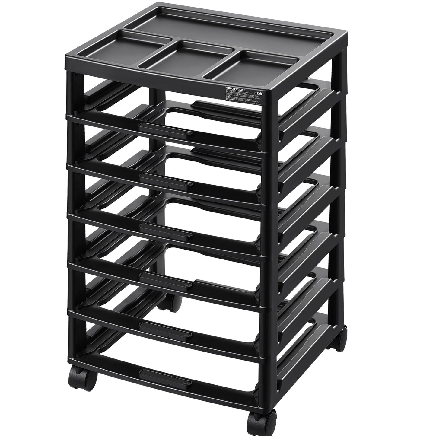 Scrapbook Rolling Storage Cart, 6-Tier Large Capacity with Organizer Top, Black Frame with 4 Removable Wheels, PP Material Cart Only, Rolling Craft Storage for Office Arts and Crafts Supplies