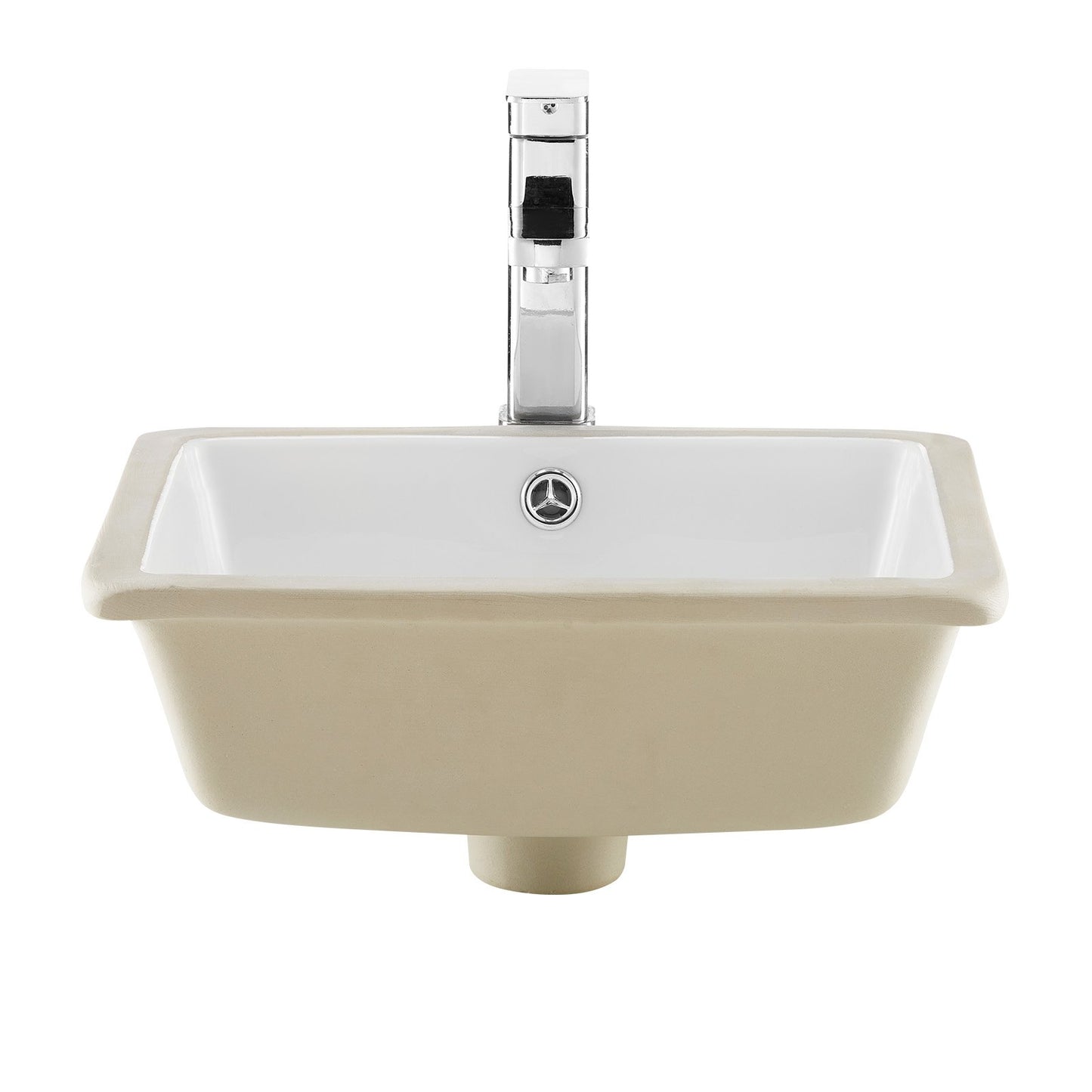 Undermount Bathroom Sink, 15.75 x 12.01 Inch Rectangular White Ceramic Vessel Sink with Overflow Hole, Under Counter Drop in Modern Lavatory Vanity Bath Wash Bowl Basin, Rectangle Small Space